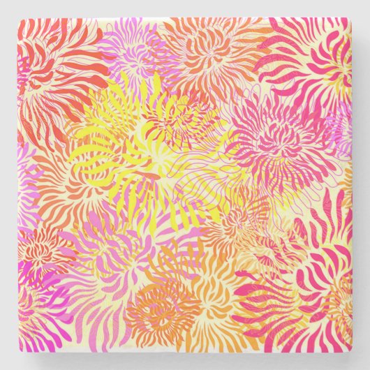 Bunte Frühlingsblumen Steinuntersetzer (Vorderseite)