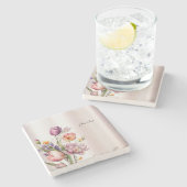 Bunte Frühlingsblumen Stone Untersetzer (Seitenansicht)