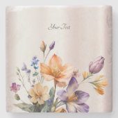 Bunte Frühlingsblumen Stone Untersetzer (Vorderseite)