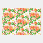 Bunte Frühlingsblumen und Schmetterlinge versammel Geschenkpapier Set (Vorderseite)