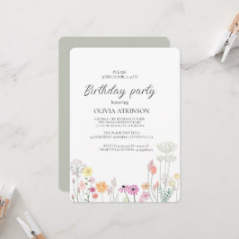 Bunte Frühlingsfeier Wildblume Einladung