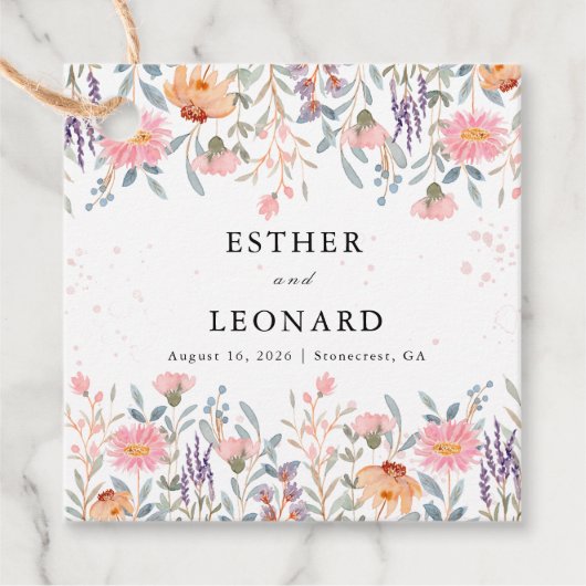 Bunte Frühlingsfeier Wildblume Geschenkanhänger (Vorderseite)