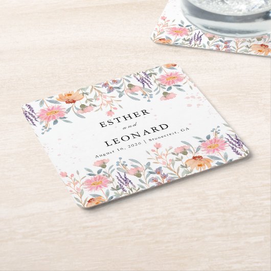 Bunte Frühlingsfeier Wildblume Rechteckiger Pappuntersetzer (angewinkelt)