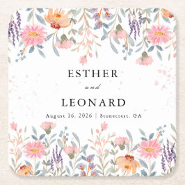 Bunte Frühlingsfeier Wildblume Rechteckiger Pappuntersetzer