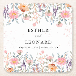 Bunte Frühlingsfeier Wildblume Rechteckiger Pappuntersetzer