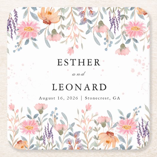 Bunte Frühlingsfeier Wildblume Rechteckiger Pappuntersetzer (Vorderseite)