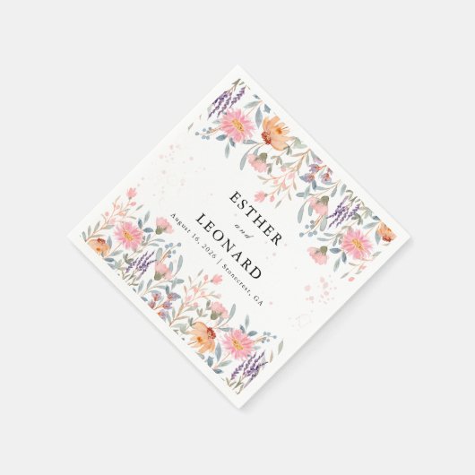 Bunte Frühlingsfeier Wildblume Serviette (Ecke)