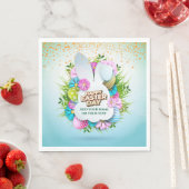 Bunte Frühlingshasen-Oster-Eier & Blumen Serviette (Beispiel)