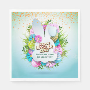 Bunte Frühlingshasen-Oster-Eier & Blumen Serviette