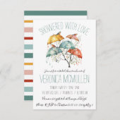 Bunte Frühlingsvögel und Umbrellas-Brautparty Einladung (Vorne/Hinten)