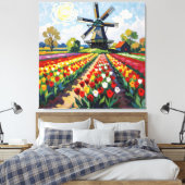 Bunte Frühlingswiese mit Windmühle Leinwanddruck (Insitu (Schlafzimmer))