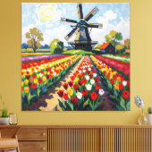 Bunte Frühlingswiese mit Windmühle Leinwanddruck (Insitu (Wohnzimmer))