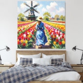 Bunte Frühlingswiese mit Windmühle Leinwanddruck (Insitu (Schlafzimmer))