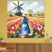 Bunte Frühlingswiese mit Windmühle Leinwanddruck (Insitu (Wohnzimmer))