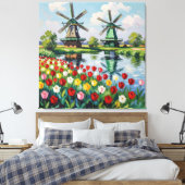 Bunte Frühlingswiese mit Windmühle Leinwanddruck (Insitu (Schlafzimmer))