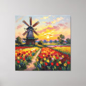 Bunte Frühlingswiese mit Windmühle Leinwanddruck (Vorderseite)