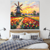 Bunte Frühlingswiese mit Windmühle Leinwanddruck (Insitu (Schlafzimmer))