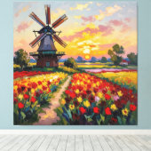 Bunte Frühlingswiese mit Windmühle Leinwanddruck (Insitu (Holzboden))