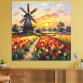 Bunte Frühlingswiese mit Windmühle Leinwanddruck (Insitu (Wohnzimmer))