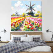 Bunte Frühlingswiese mit Windmühle Leinwanddruck (Insitu (Schlafzimmer))