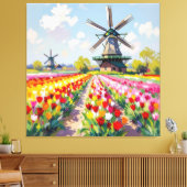 Bunte Frühlingswiese mit Windmühle Leinwanddruck (Insitu (Wohnzimmer))