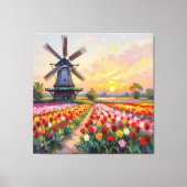 Bunte Frühlingswiese mit Windmühle Leinwanddruck (Vorderseite)