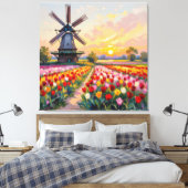 Bunte Frühlingswiese mit Windmühle Leinwanddruck (Insitu (Schlafzimmer))