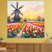 Bunte Frühlingswiese mit Windmühle Leinwanddruck (Insitu (Wohnzimmer))