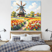 Bunte Frühlingswiese mit Windmühle Leinwanddruck (Insitu (Schlafzimmer))
