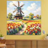Bunte Frühlingswiese mit Windmühle Leinwanddruck (Insitu (Wohnzimmer))