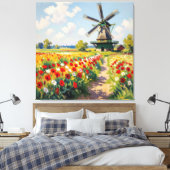 Bunte Frühlingswiese mit Windmühle Leinwanddruck (Insitu (Schlafzimmer))