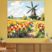 Bunte Frühlingswiese mit Windmühle Leinwanddruck (Insitu (Wohnzimmer))