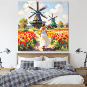 Bunte Frühlingswiese mit Windmühle Leinwanddruck (Insitu (Schlafzimmer))
