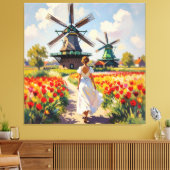 Bunte Frühlingswiese mit Windmühle Leinwanddruck (Insitu (Wohnzimmer))