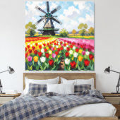 Bunte Frühlingswiese mit Windmühle Leinwanddruck (Insitu (Schlafzimmer))