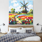 Bunte Frühlingswiese mit Windmühle Leinwanddruck (Insitu (Schlafzimmer))