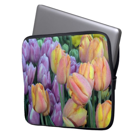 Bunte Frühlingtulips Laptopschutzhülle (Vorderseite Links)