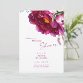 Bunte Fuchsia Floral Elegantes Brautparty Einladung (Stehend Vorderseite)