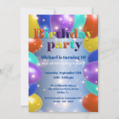 Bunte Funkelnd Glossballoons Geburtstagsparty Einladung (Vorderseite)