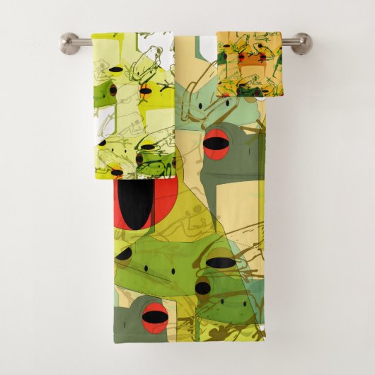 Bunte Funky Frösche Badhandtuch Set (Insitu)