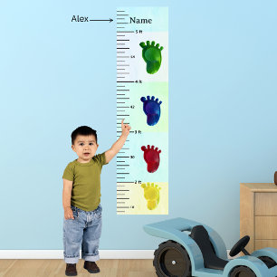 Bunte Fuß Pastell-Wachstumsdiagramm mit Kinds Name Fotodruck