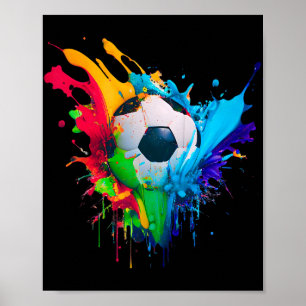 Bunte Fußball-Liebe-Splash-Fußball-Tor-Kunst-Spl Poster