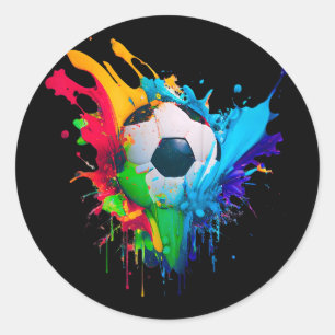 Bunte Fußball-Liebe Splash Soccer Goal Art Spritze Runder Aufkleber