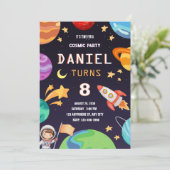 Bunte Galaxie Geburtstagsparty Einladung (Stehend Vorderseite)