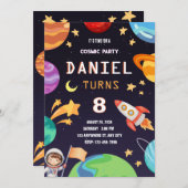 Bunte Galaxie Geburtstagsparty Einladung (Vorne/Hinten)