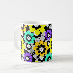 Bunte Gänseblümchen Blumen Gelb Türkis Lila Kaffeetasse