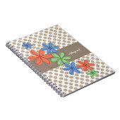 Bunte Gänseblümchen, braune Polkapunkte, Notizblock (Rechte Seite)