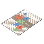 Bunte Gänseblümchen, braune Polkapunkte, Notizblock (Linke Seite)