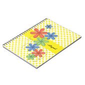 Bunte Gänseblümchen, gelbe Polkapunkte, Notizblock (Linke Seite)