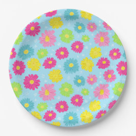 Bunte Gänseblümchen Pappteller